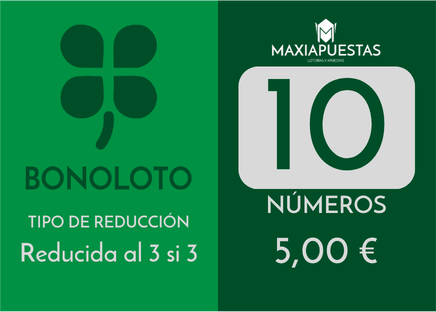 Bonoloto reduced to 10 numbers for 10 bets.