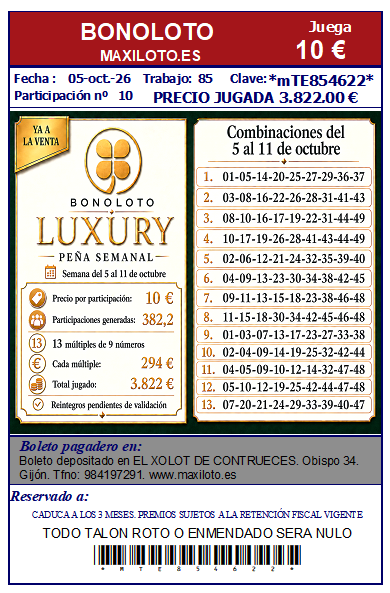 PE�A LUXURY DE LA BONOLOTO